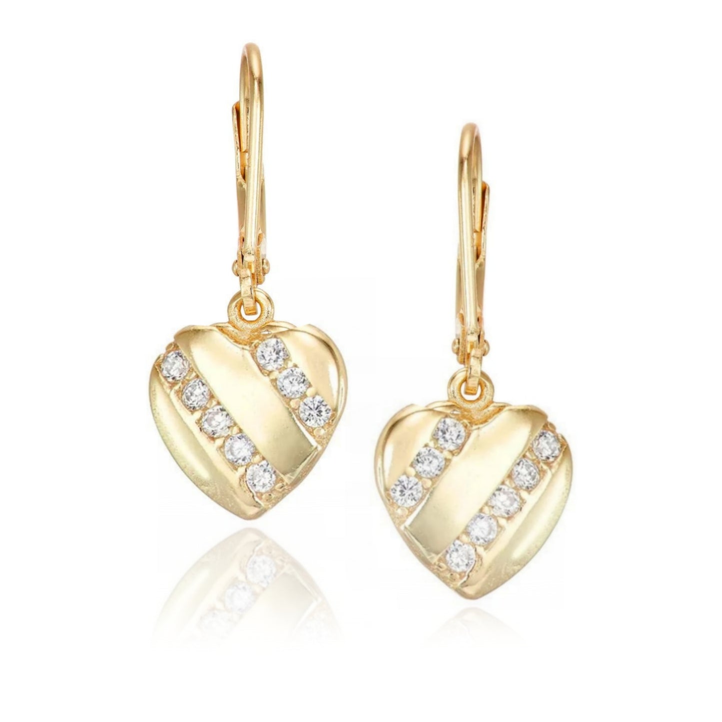 Gold Plated Surgical Steel CZ Diagonal Line Earrings - HK Jewels