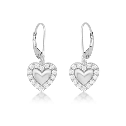 Surgical Steel Puffy Heart With CZ Outline Earrings - HK Jewels