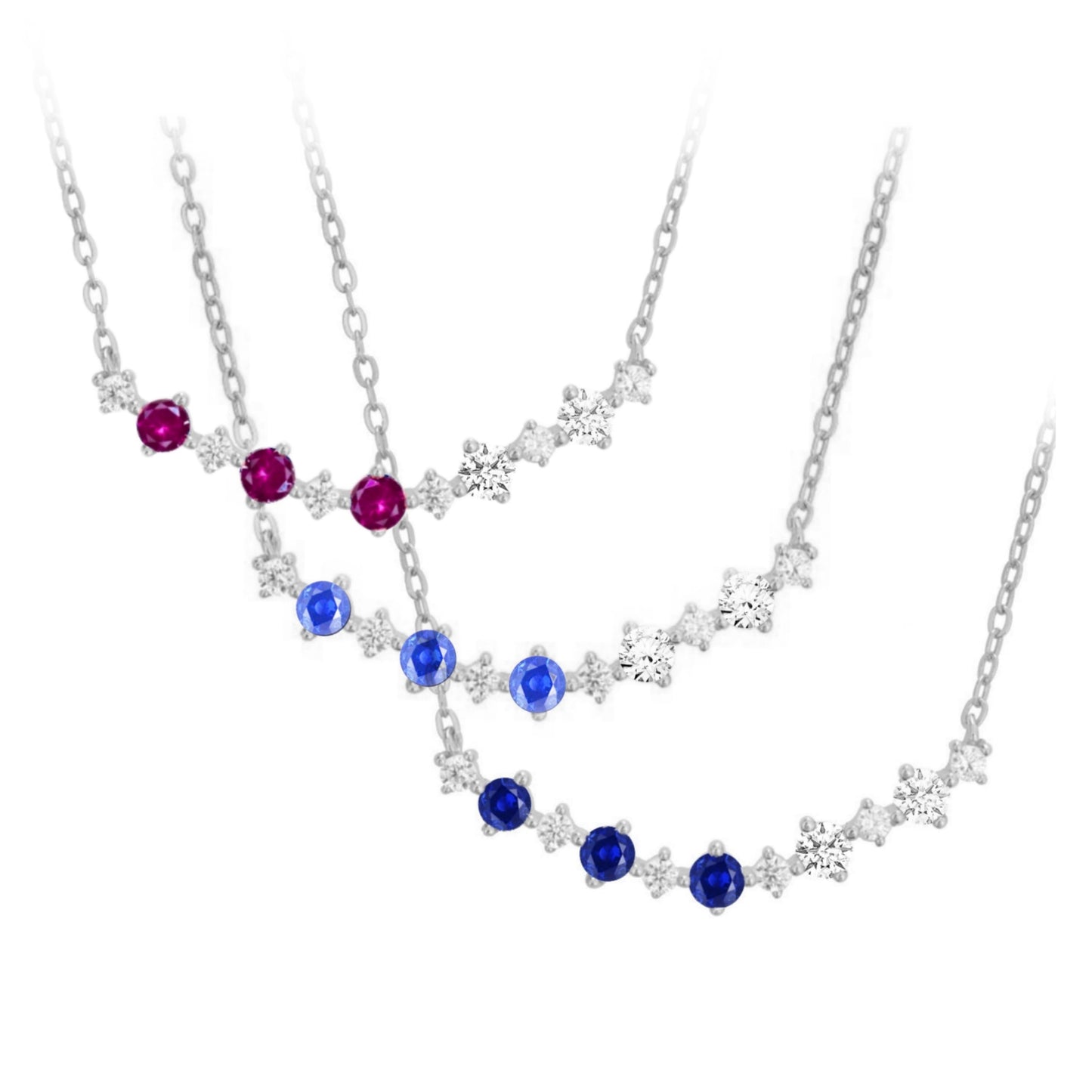 Sterling Silver Colorful Rounded Bar Necklace - HK Jewels