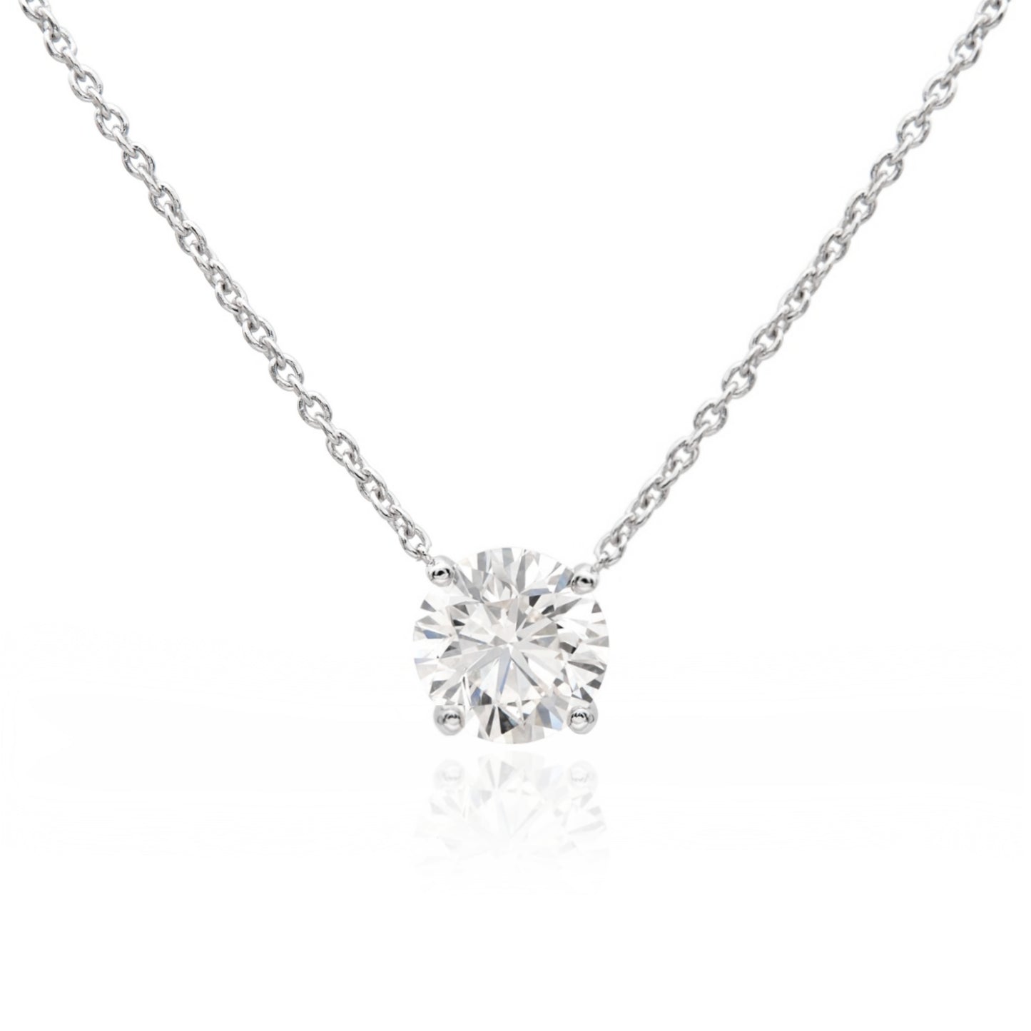 Sterling Silver CZ Solitaire Necklace - HK Jewels