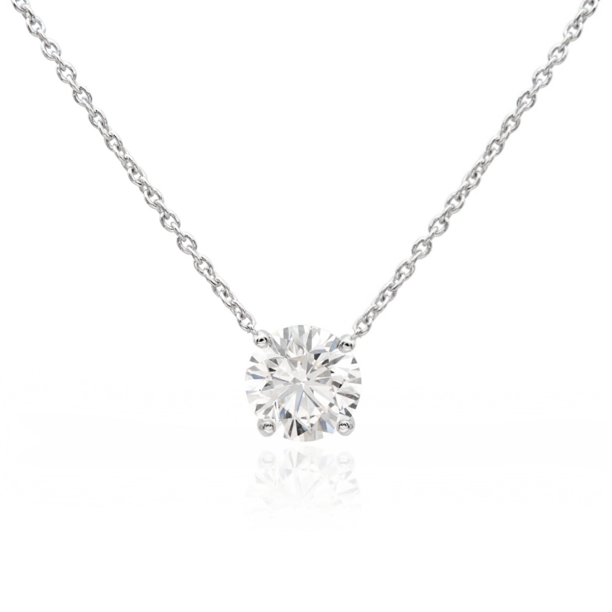 Sterling Silver CZ Solitaire Necklace - HK Jewels