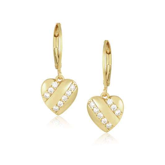 Gold Plated Surgical Steel CZ Diagonal Line Earrings - HK Jewels