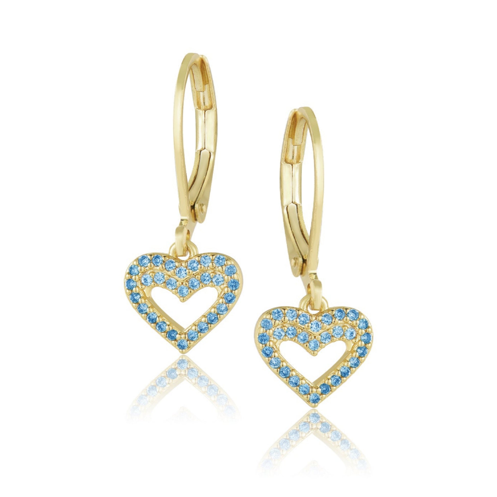 Gold Plated Surgical Steel CZ Outline Heart Earrings - HK Jewels