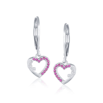 Surgical Steel Rhodium Plating Half CZ Outline Earrings - HK Jewels