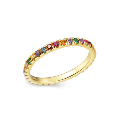 Sterling Silver Multicolor CZ Eternity Band - HK Jewels
