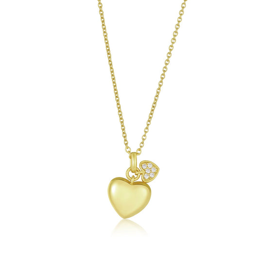 Gold Plated Sterling Silver Heart on Heart Necklace - HK Jewels