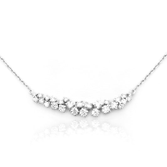 14k Gold and Diamond Cluster Bar Necklace - HK Jewels