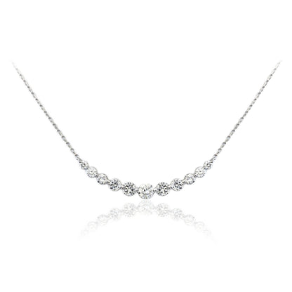 14k Gold and Diamond Curved Bar Necklace - HK Jewels