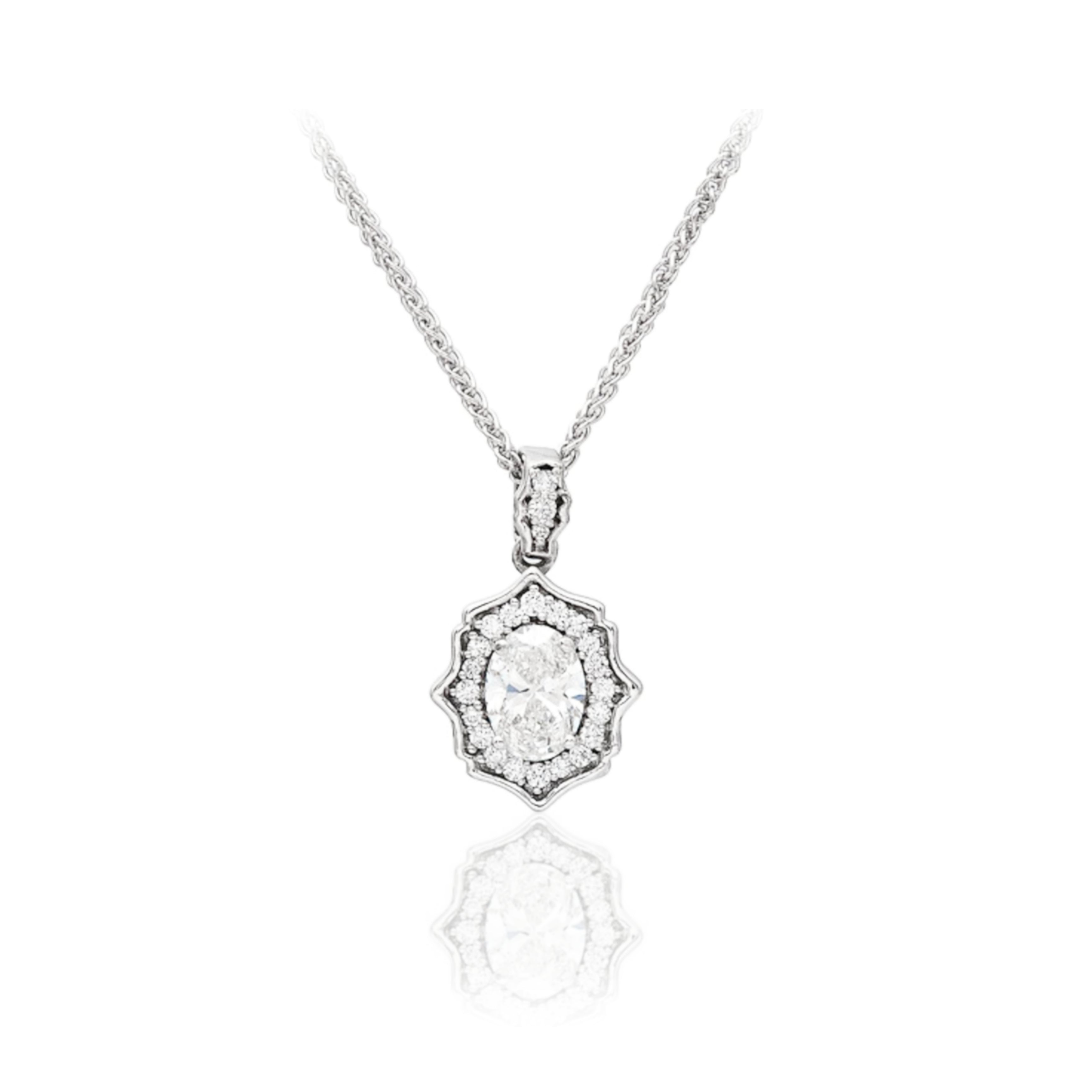 14k Gold and Oval Diamond Vintage Halo Necklace – HK Jewels
