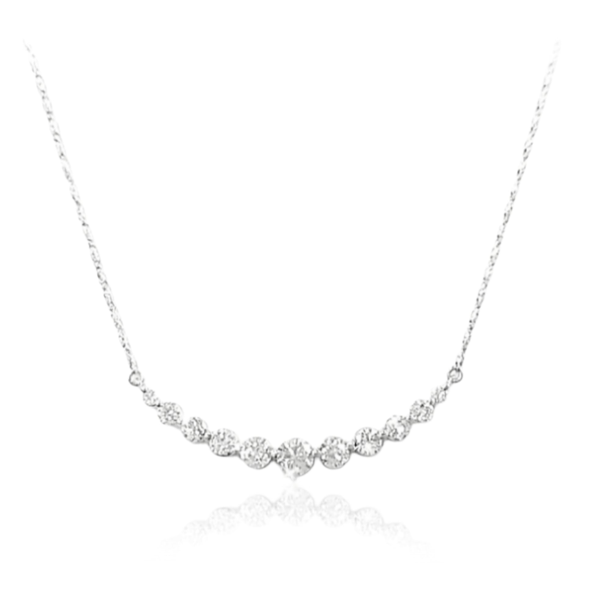 14k Gold and Diamond Curved Bar Necklace - HK Jewels