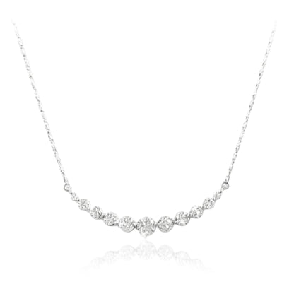 14k Gold and Diamond Curved Bar Necklace - HK Jewels