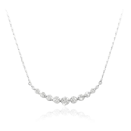 14k Gold and Diamond Curved Bar Necklace - HK Jewels