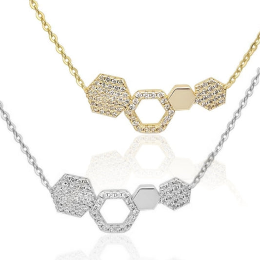 Sterling Silver 42mm Geometric Bar Necklace - HK Jewels