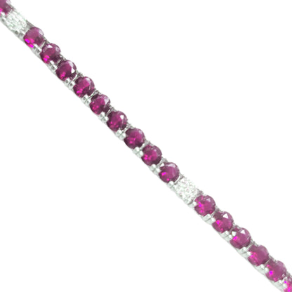 Sterling Silver Color Micropave CZ and Spinel Tennis Bracelet - HK Jewels