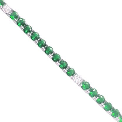 Sterling Silver Color Micropave CZ and Spinel Tennis Bracelet - HK Jewels