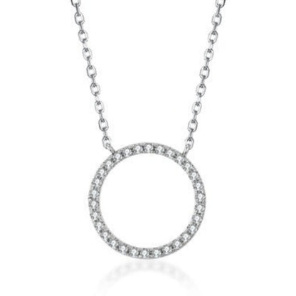 Sterling Silver Micropave Circle Necklace - HK Jewels