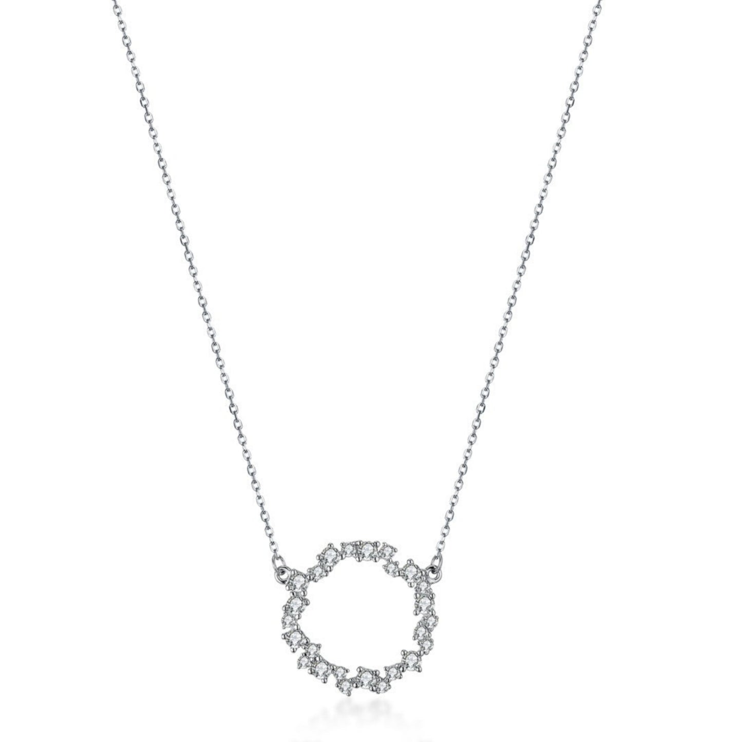 Sterling Silver Sprinkled "Diamond" Pendant Necklace - HK Jewels