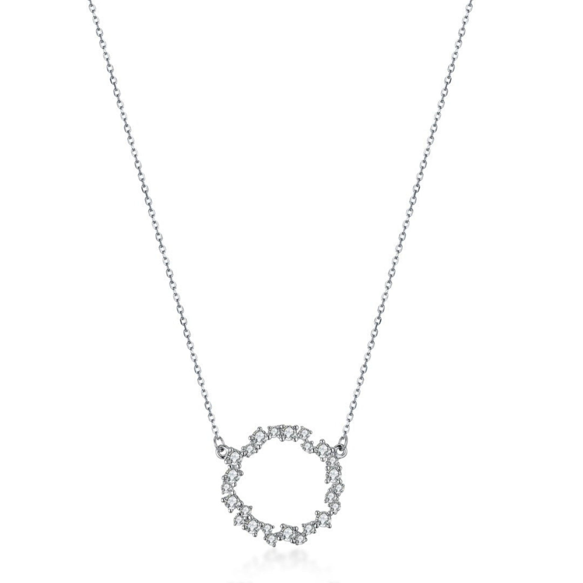 Sterling Silver Sprinkled "Diamond" Pendant Necklace - HK Jewels