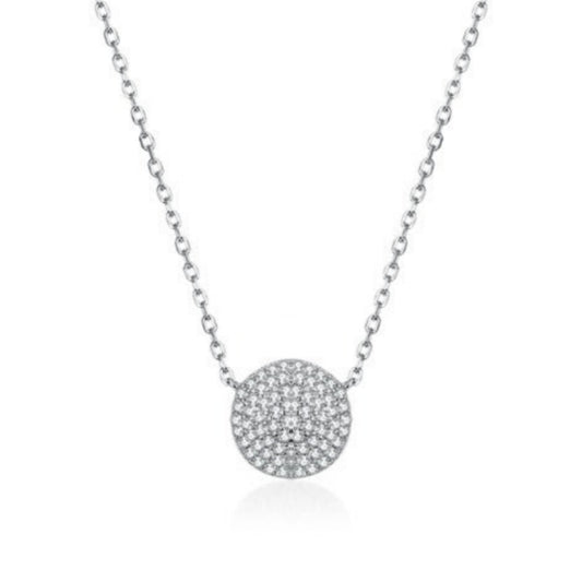 Sterling Silver Micropave Solitaire Necklace - HK Jewels