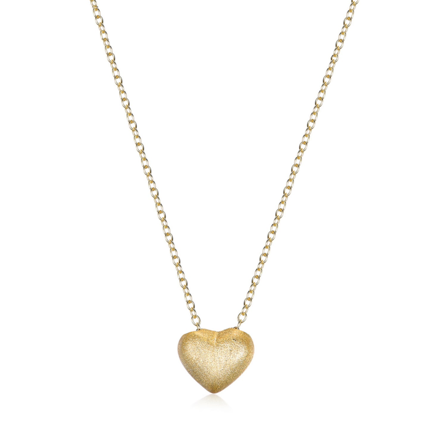 Gold Plated Brass Puffy Heart Necklace - HK Jewels