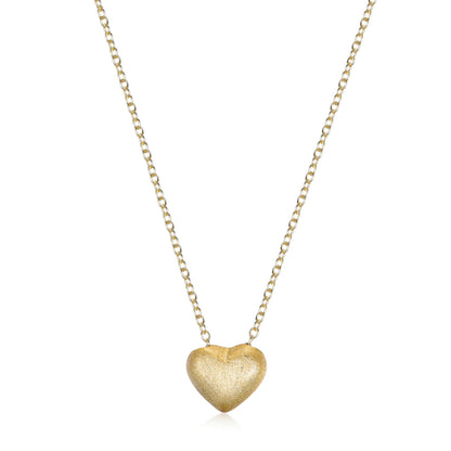 Gold Plated Brass Puffy Heart Necklace - HK Jewels