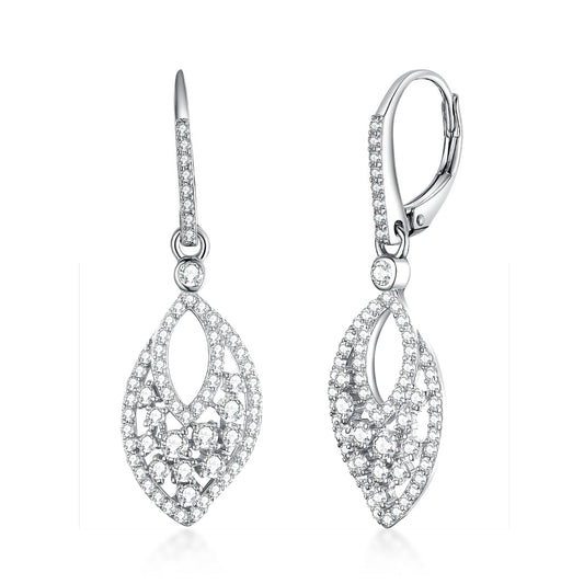 Sterling Silver Fancy Small Dangling Micropave Earrings - HK Jewels