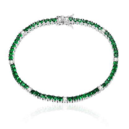 Sterling Silver Ruby, Emerald, and Sapphire 3.5mm Colored CZ Stone Bracelets - HK Jewels