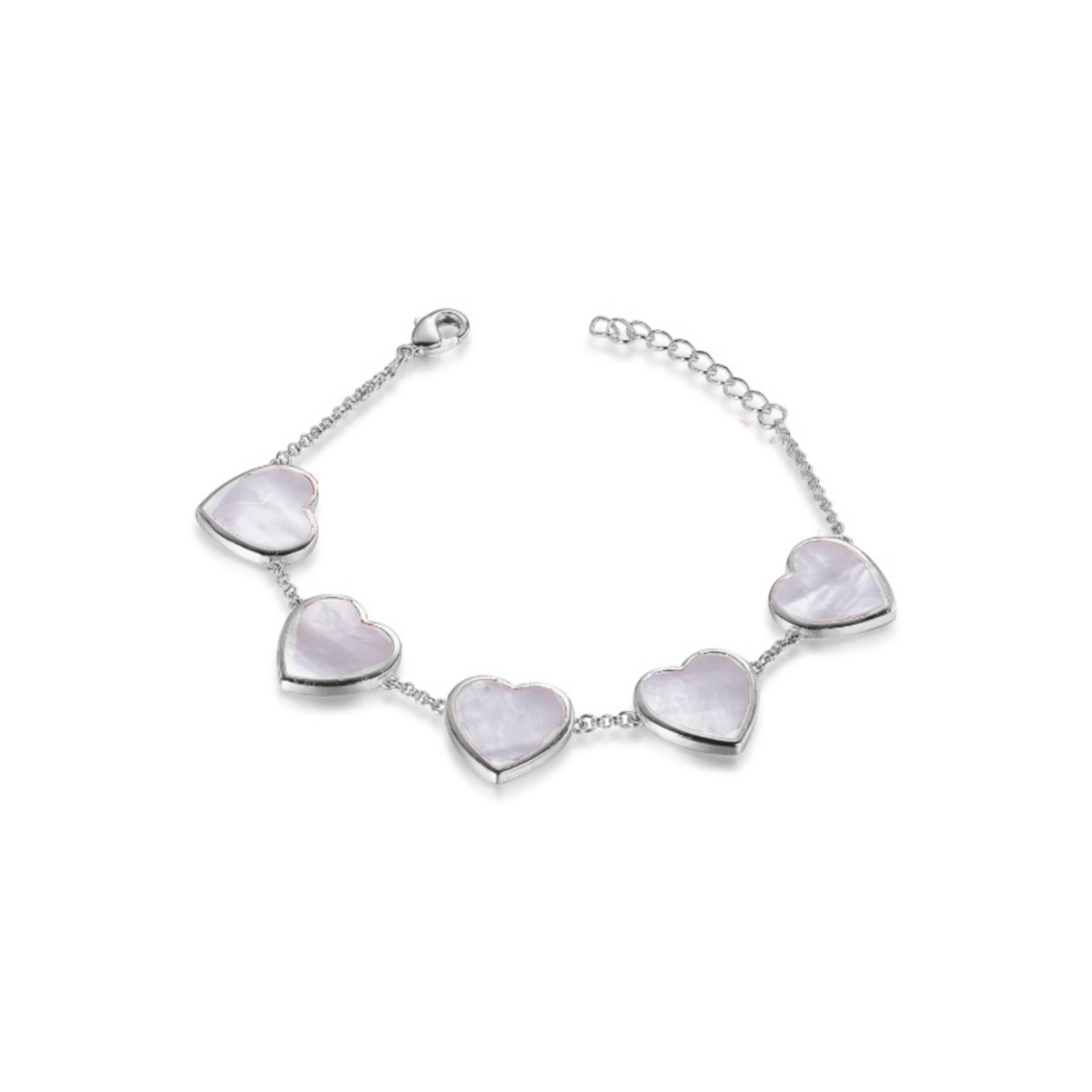 Pearl Love Heart Bracelet Sterling Silver White | JOIA De Majorca