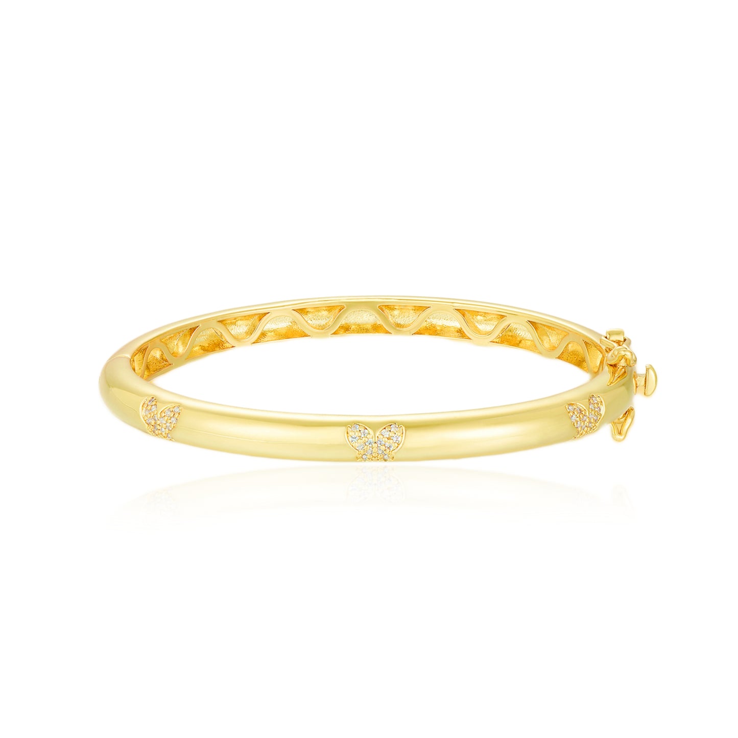 Gold Plated CZ Heart, Flower, Or Butterfly Kids' Bangle - HK Jewels