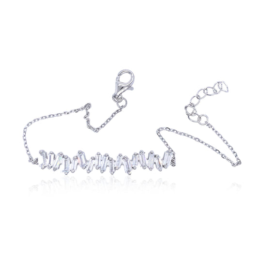 Sterling Silver Baguette Bar Bracelet - HK Jewels