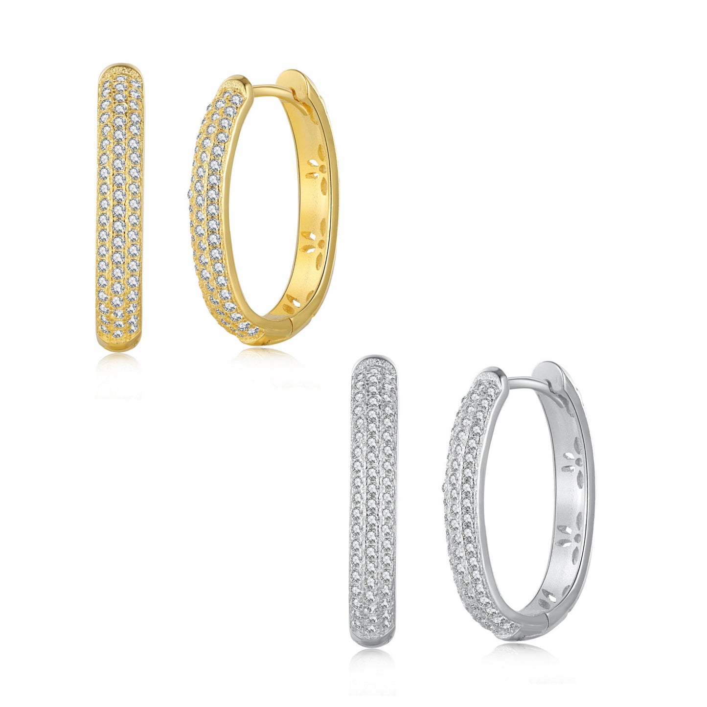 Sterling Silver Micropave Hoop Earrings - HK Jewels