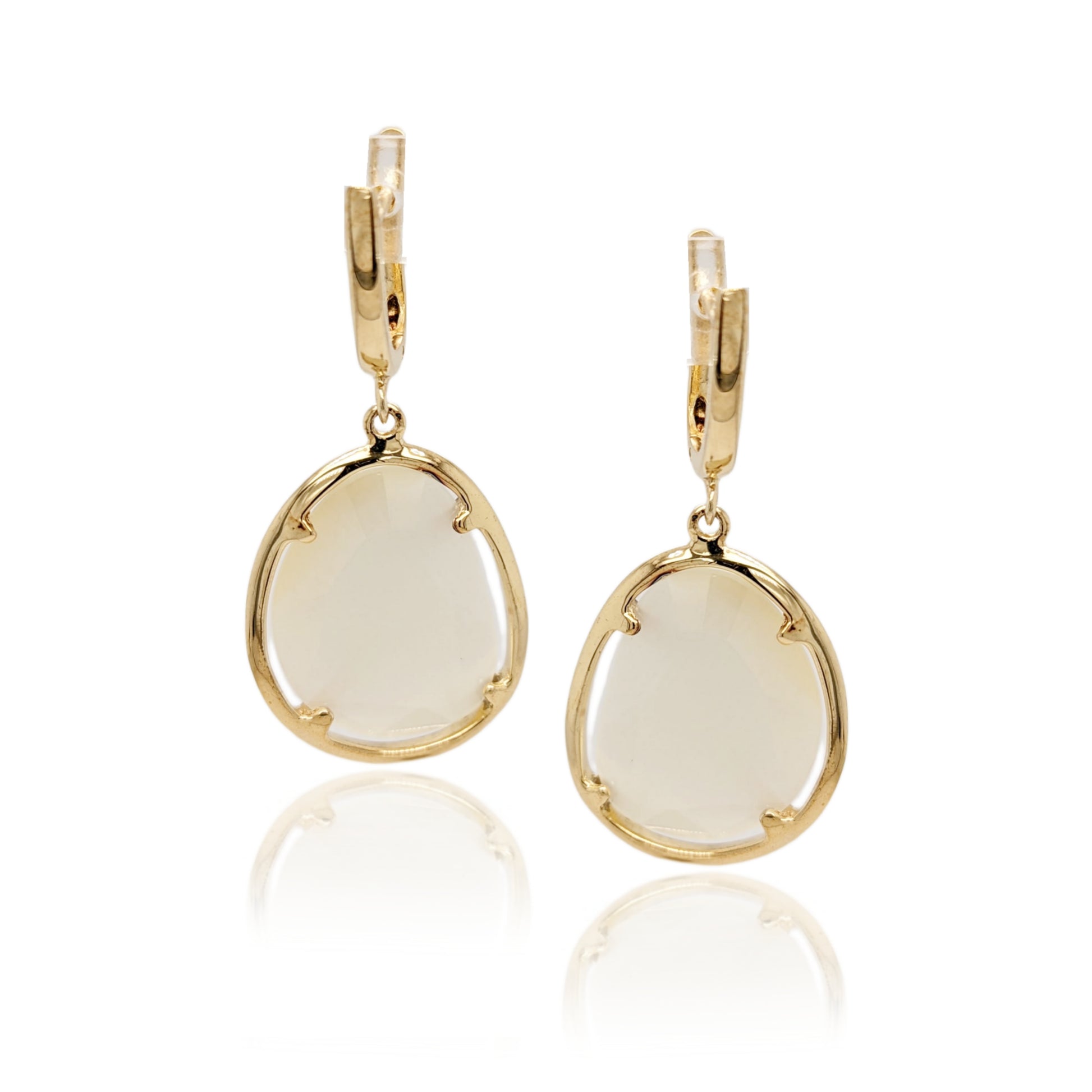 Sterling Silver Gold Plated White Stone Earrings - HK Jewels