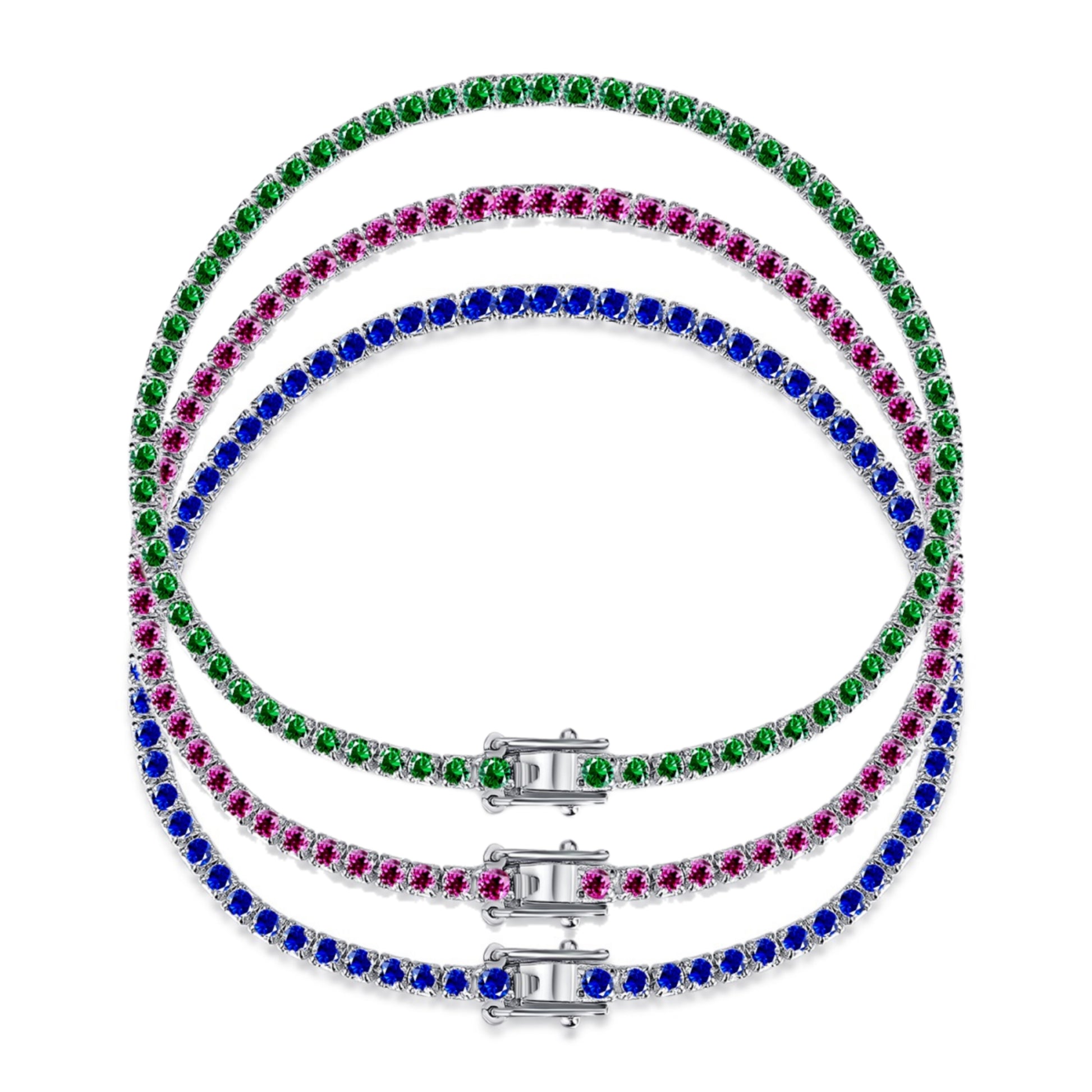 Sterling Silver Colorful Tennis Bracelet - HK Jewels