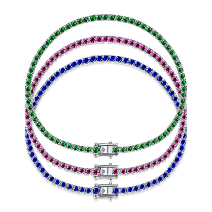 Sterling Silver Colorful Tennis Bracelet - HK Jewels