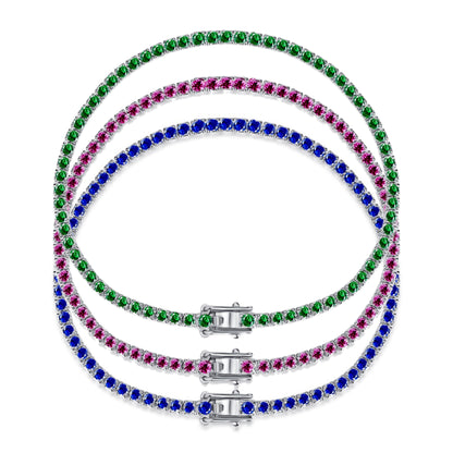 Sterling Silver Colorful Tennis Bracelet - HK Jewels