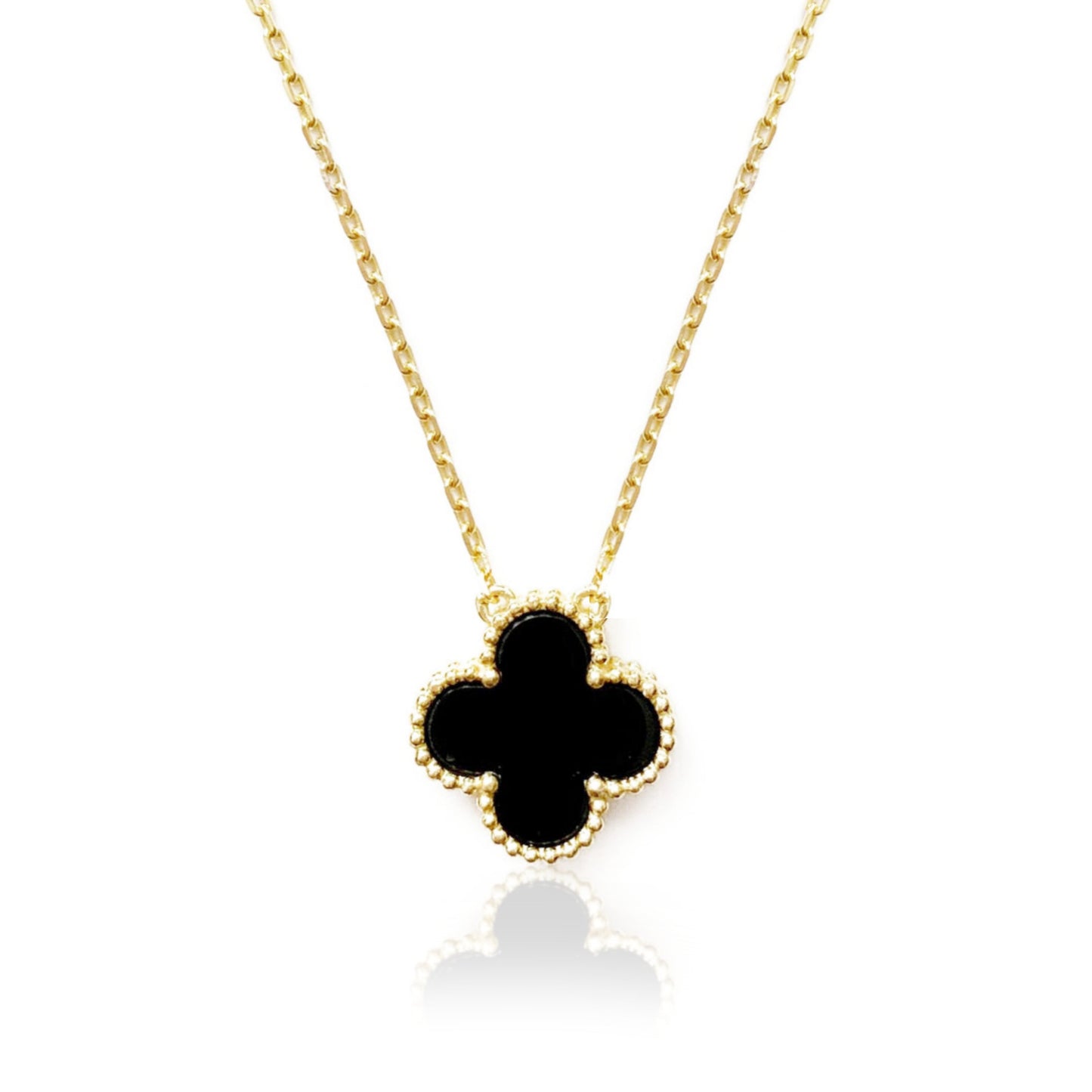 Sterling Silver Clover Shaped Assorted Stone Necklace - HK Jewels