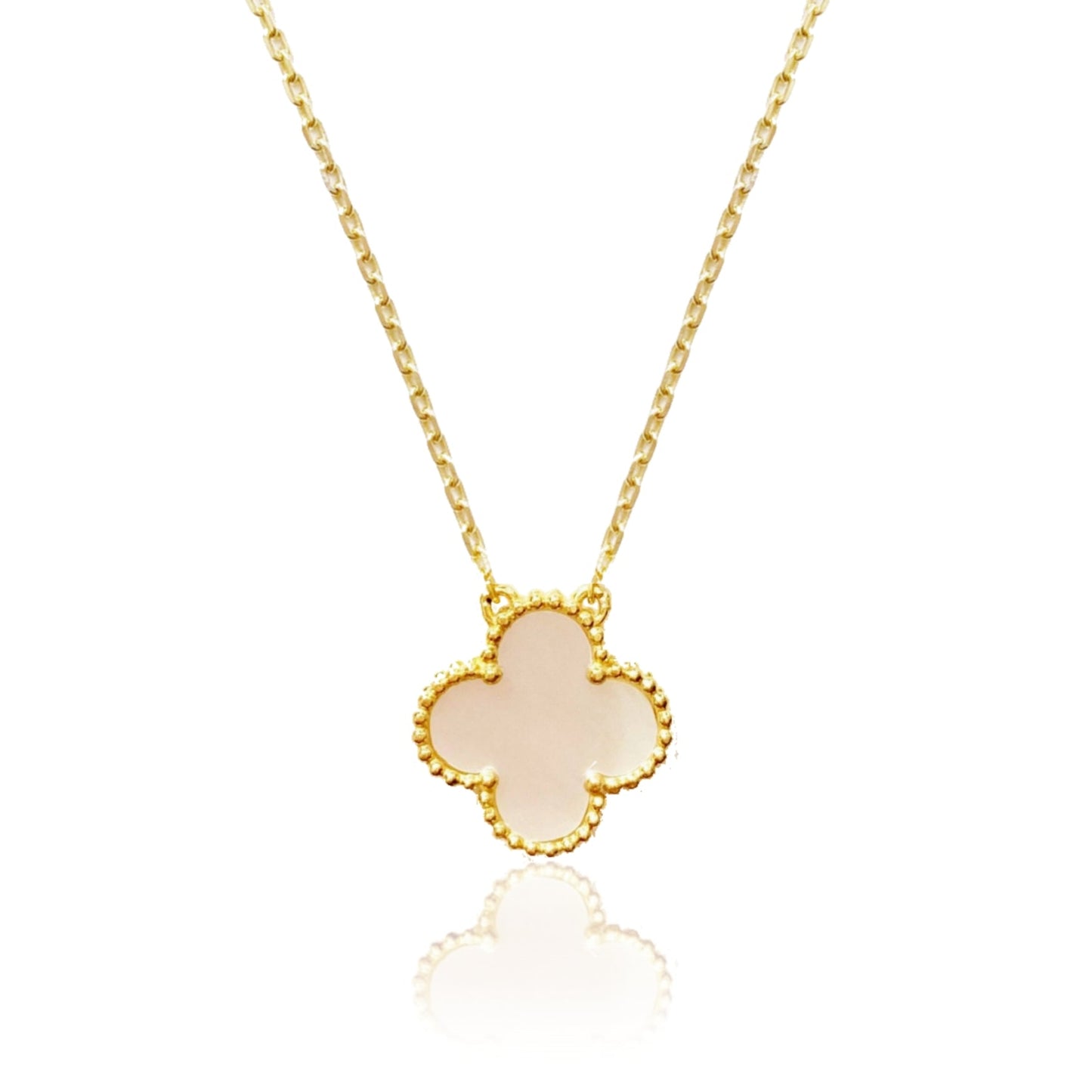Sterling Silver Clover Shaped Assorted Stone Necklace - HK Jewels