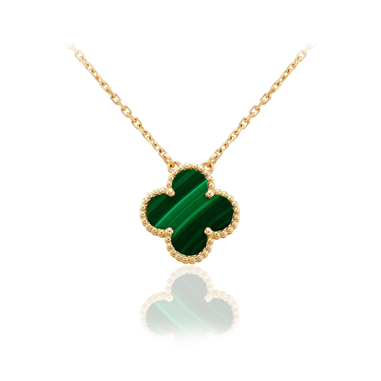 Sterling Silver Clover Shaped Assorted Stone Necklace - HK Jewels