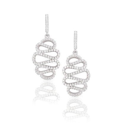 Sterling Silver Squiggle CZ Earring - HK Jewels