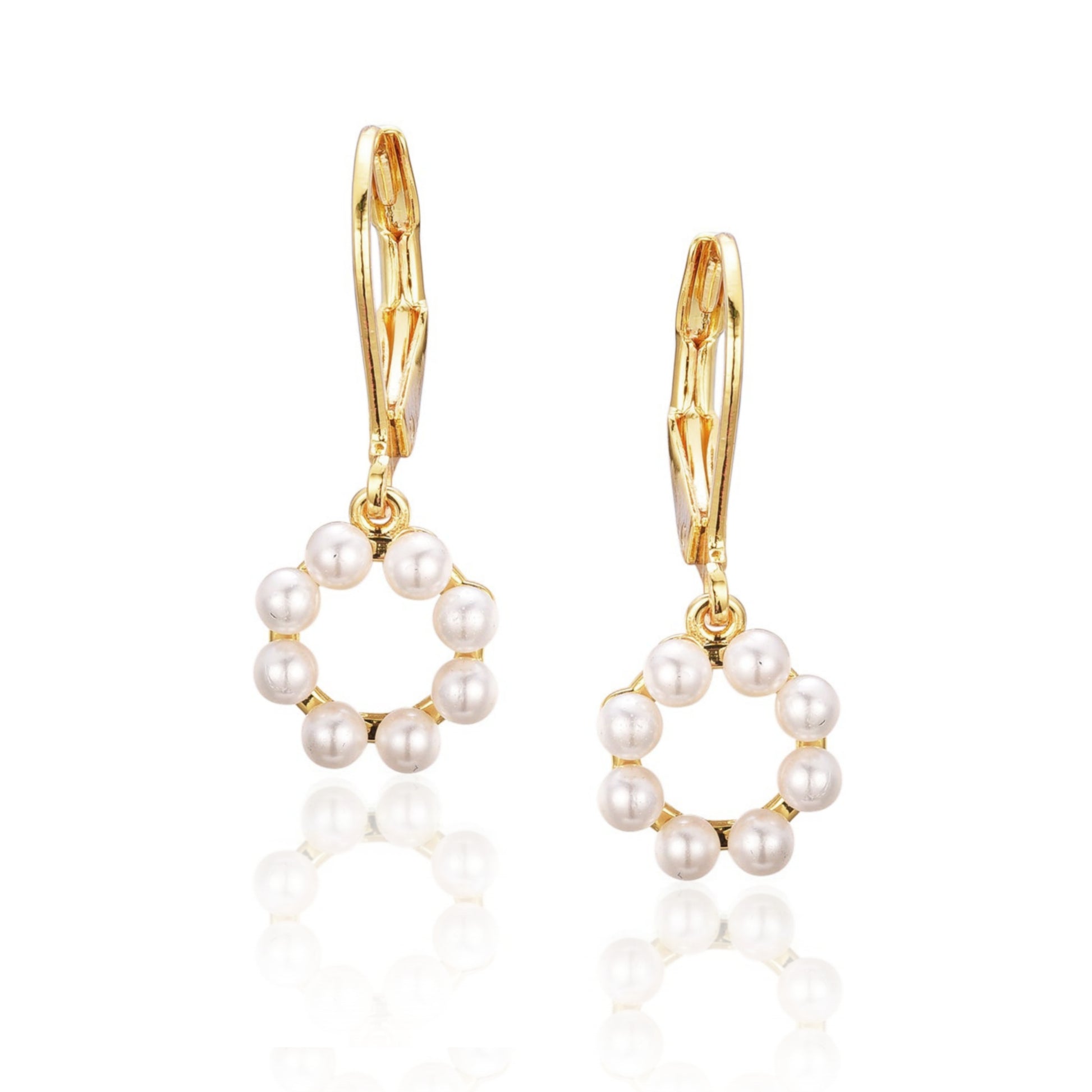 Gold Plated Surgical Steel Circle Of Beads Earrings - HK Jewels