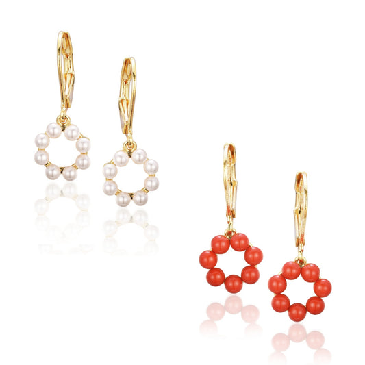 Gold Plated Surgical Steel Circle Of Beads Earrings - HK Jewels