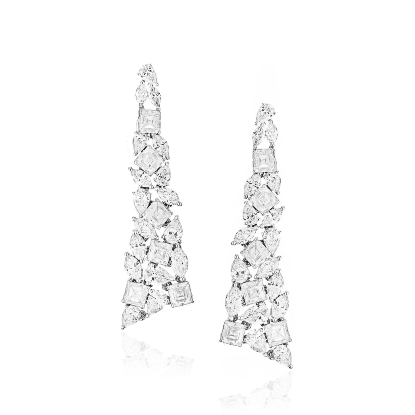 Sterling Silver Fancy Triangular CZ Earrings - HK Jewels