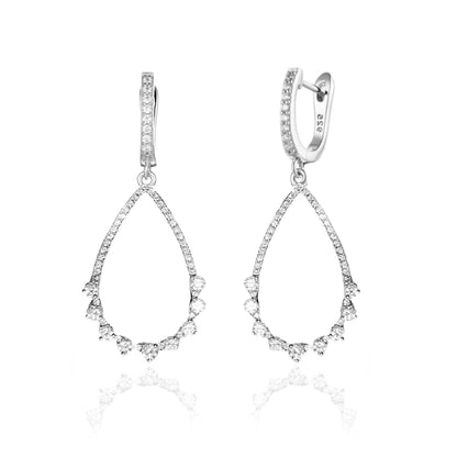 Sterling Silver Fancy Teardrop Micropave and CZ Earrings - HK Jewels