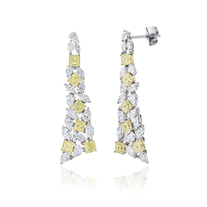 Sterling Silver Fancy Triangular CZ Earrings - HK Jewels