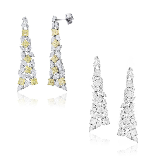 Sterling Silver Fancy Triangular CZ Earrings - HK Jewels