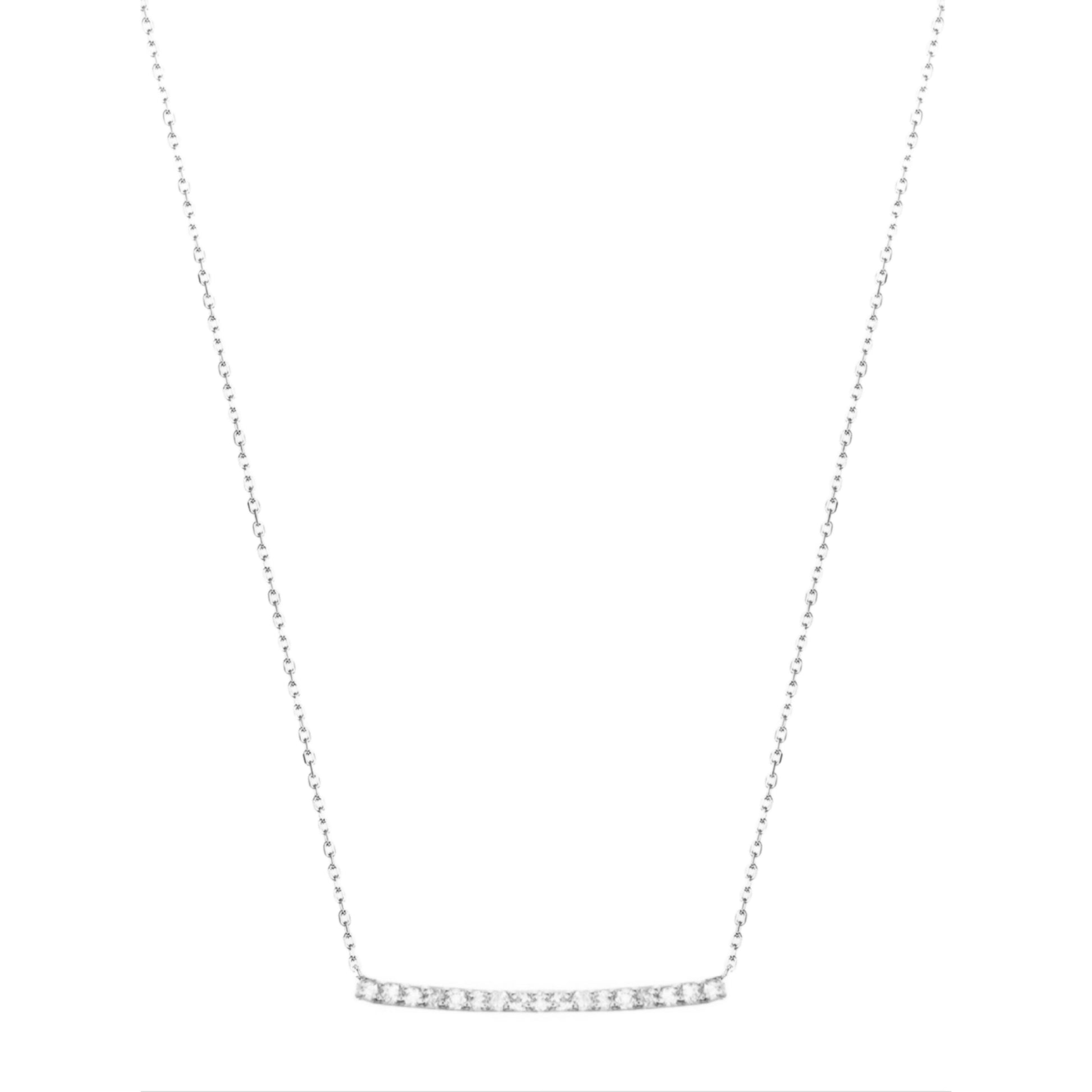 Sterling Silver Sapphire and Clear CZ Bar Necklace - HK Jewels