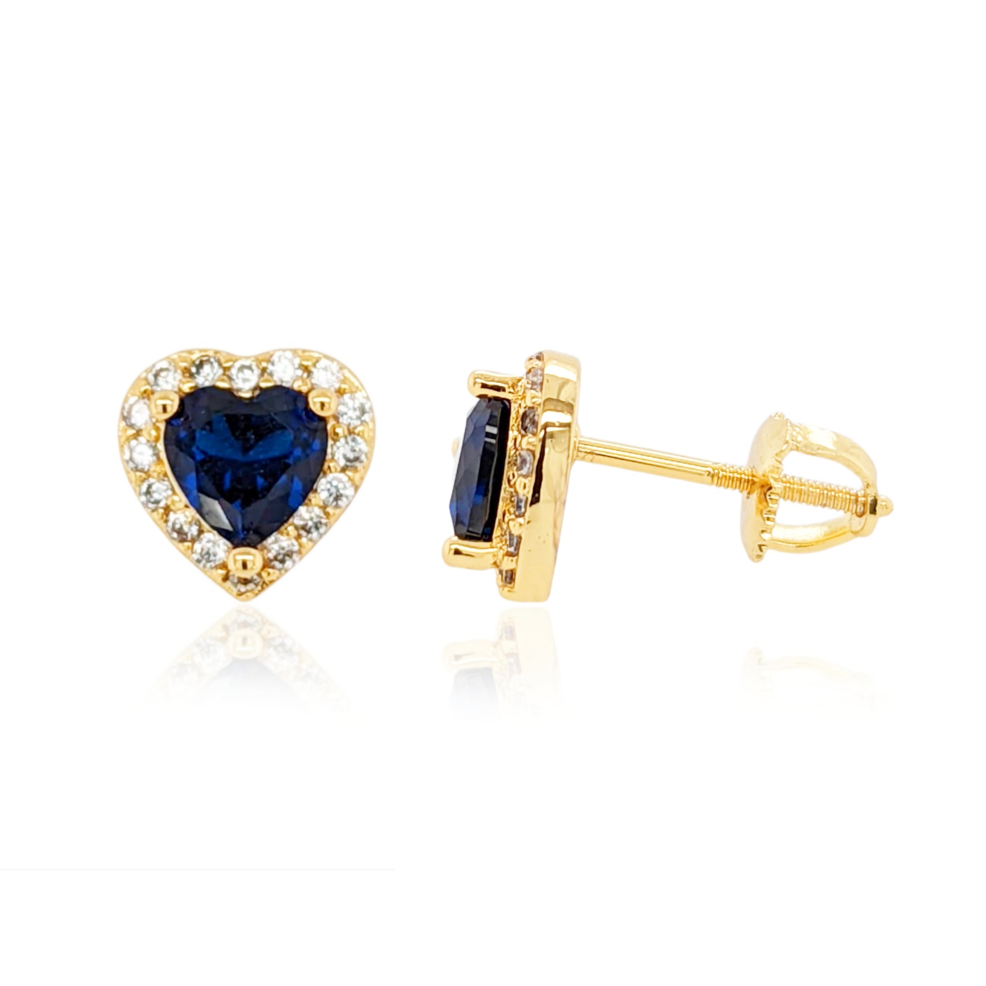 Gold Plated Surgical Steel CZ Border Heart Shape Earrings (8mm) - HK Jewels