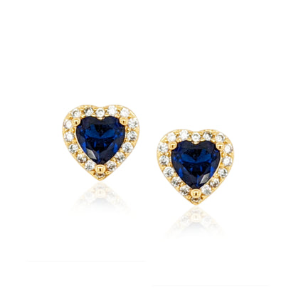 Gold Plated Surgical Steel CZ Border Heart Shape Earrings (8mm) - HK Jewels