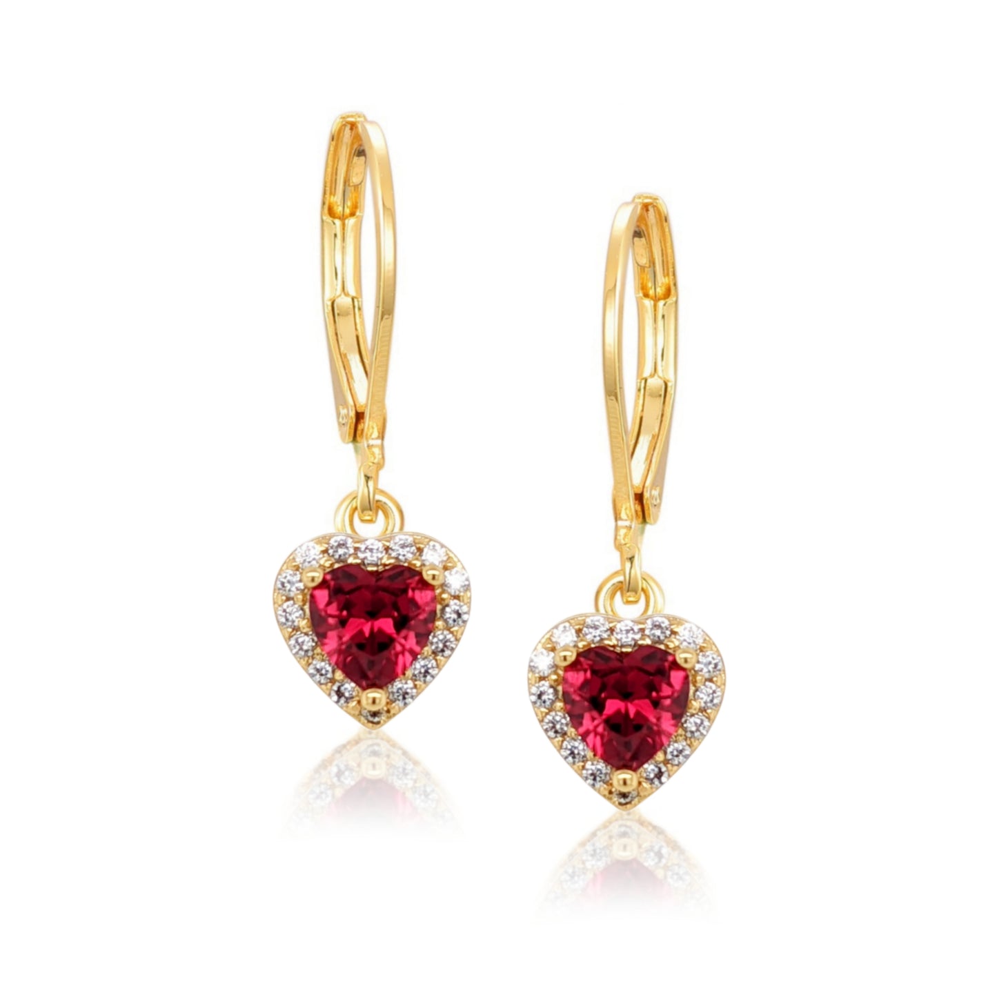 Gold Plated Surgical Steel CZ Border Heart Shape Earrings (8mm) - HK Jewels