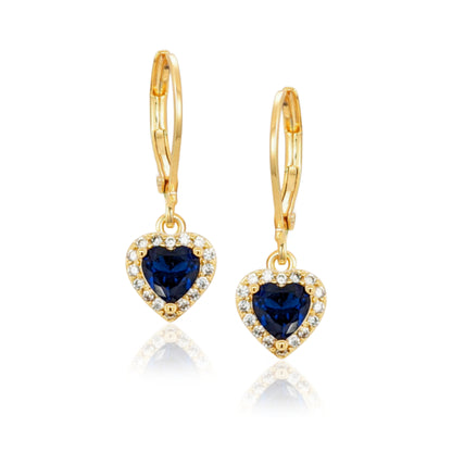 Gold Plated Surgical Steel CZ Border Heart Shape Earrings (8mm) - HK Jewels